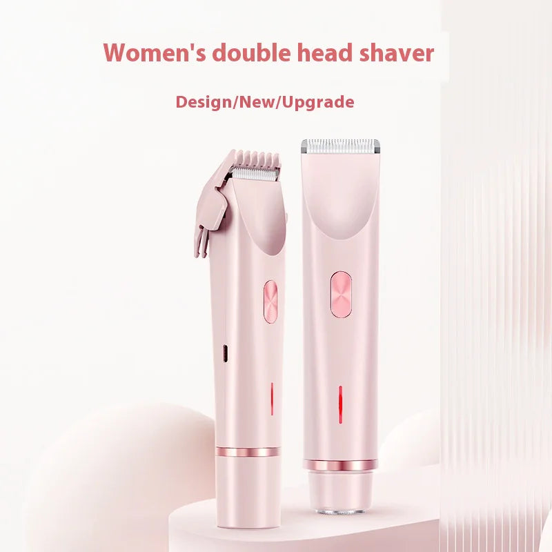 2 In 1 Hair Remover Women's Double Head Shaver Private Pubic Hair Trimmer Electric Razor Wet Dry Electric Body Hair