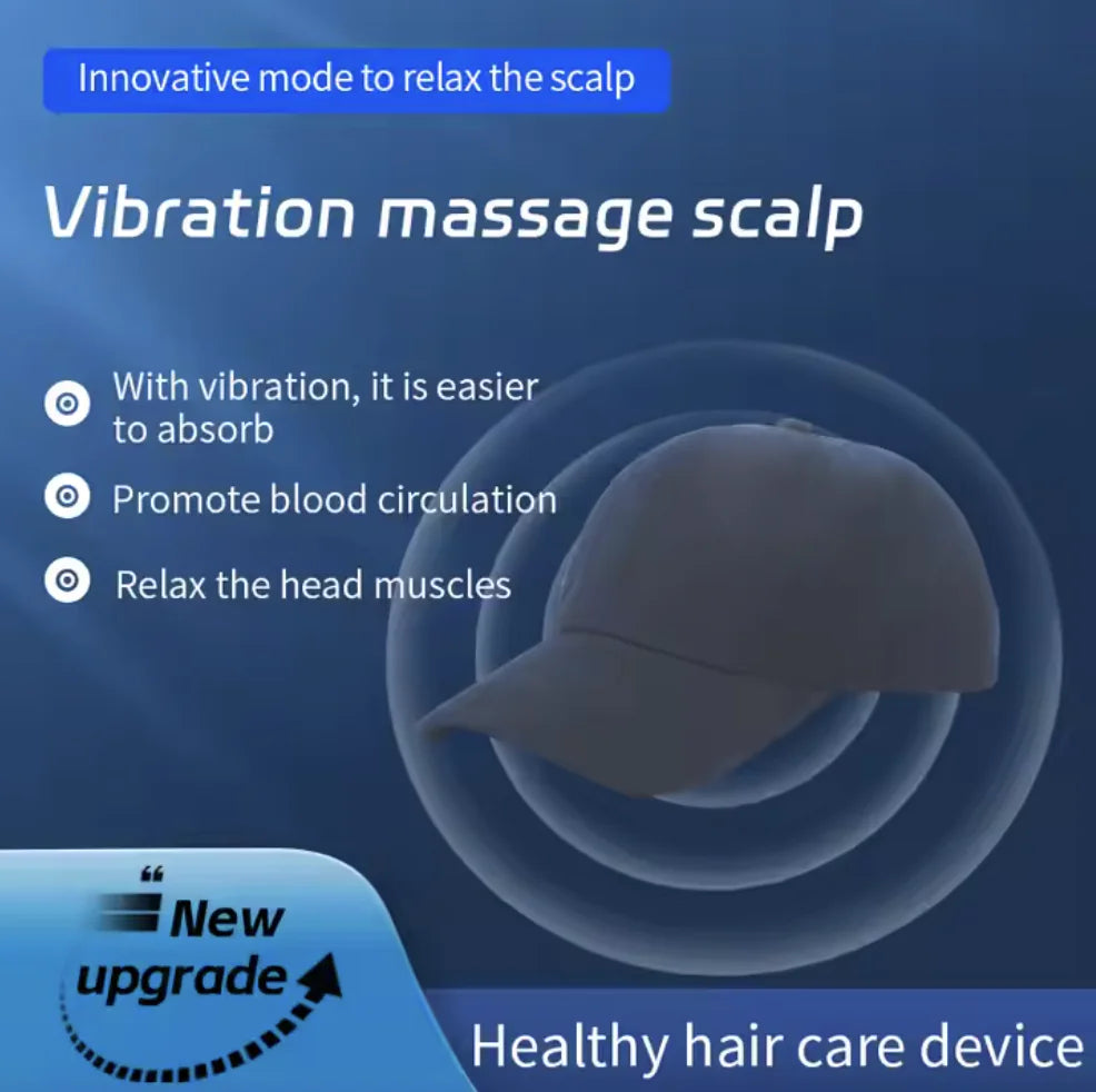 Hair Growth Cap: Vibration, Heat & Light Therapy for Hair Loss