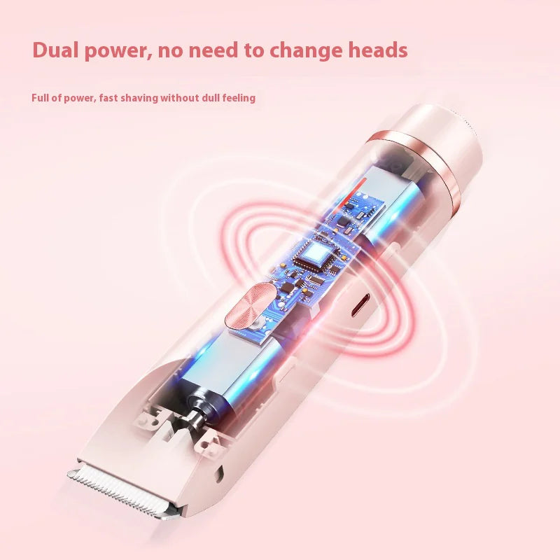 2 In 1 Hair Remover Women's Double Head Shaver Private Pubic Hair Trimmer Electric Razor Wet Dry Electric Body Hair